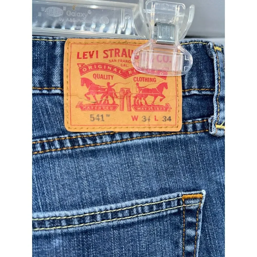 Levis 541 Athletic Fit Stretch Jeans Medium Wash Mens 36x32 Tapered Denim